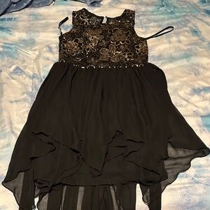 Amy Byer Black and Gold Floral Kids Dress